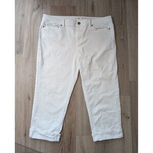J Jill Denim Size 16 Authentic Fit Cropped White Stretch Jeans Cuffed Preppy